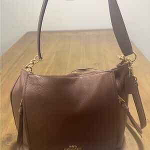 Coach Leather Shoulder Bag with Gorgeous Gold Trim